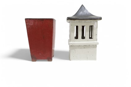 Glazed Pottery Planter & Pottery Cupola