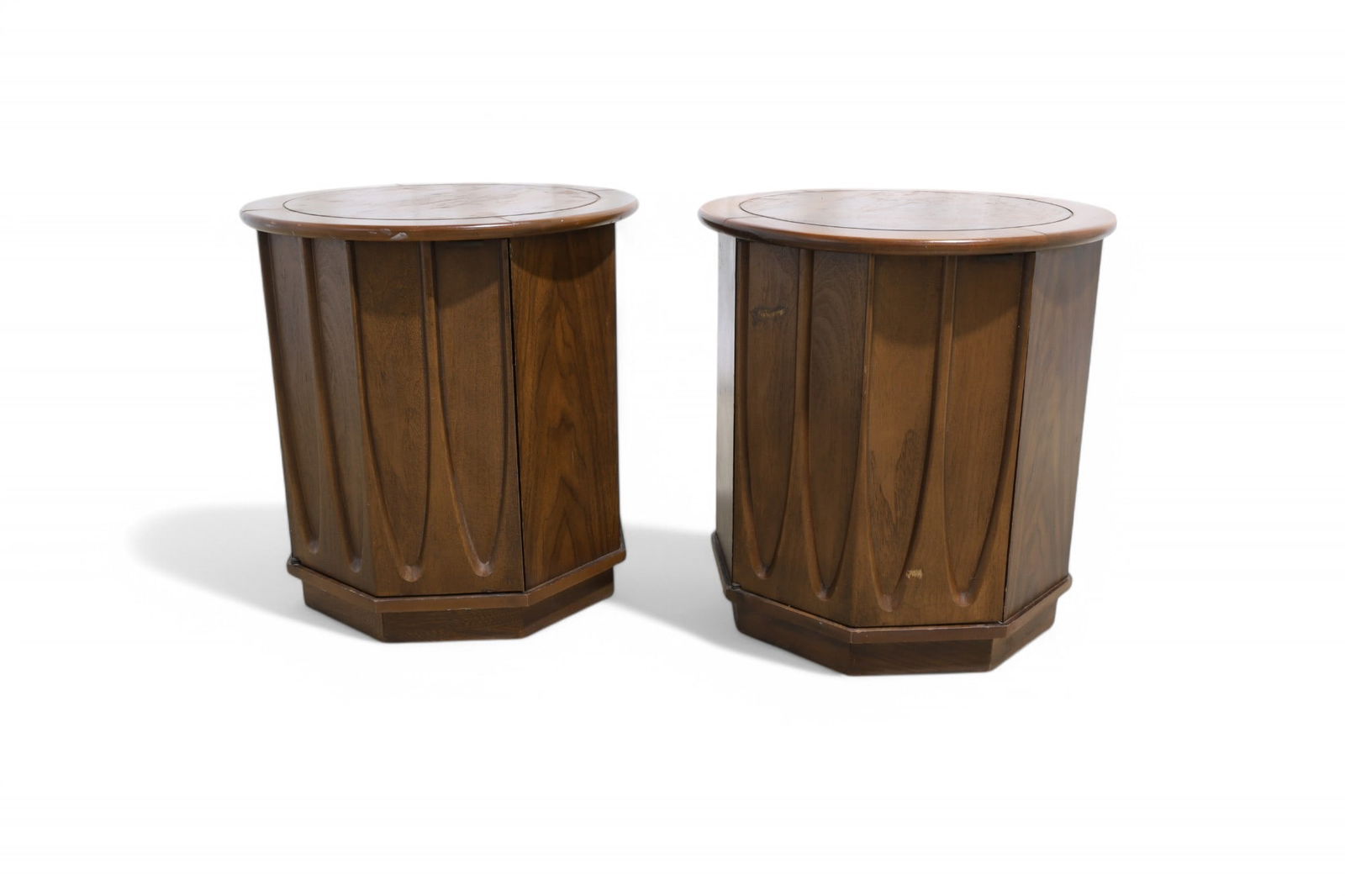 Mid Century Walnut Sculpted End Stands- Pair (1 of 10)