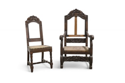 Carved Oak Chair Frames - 2