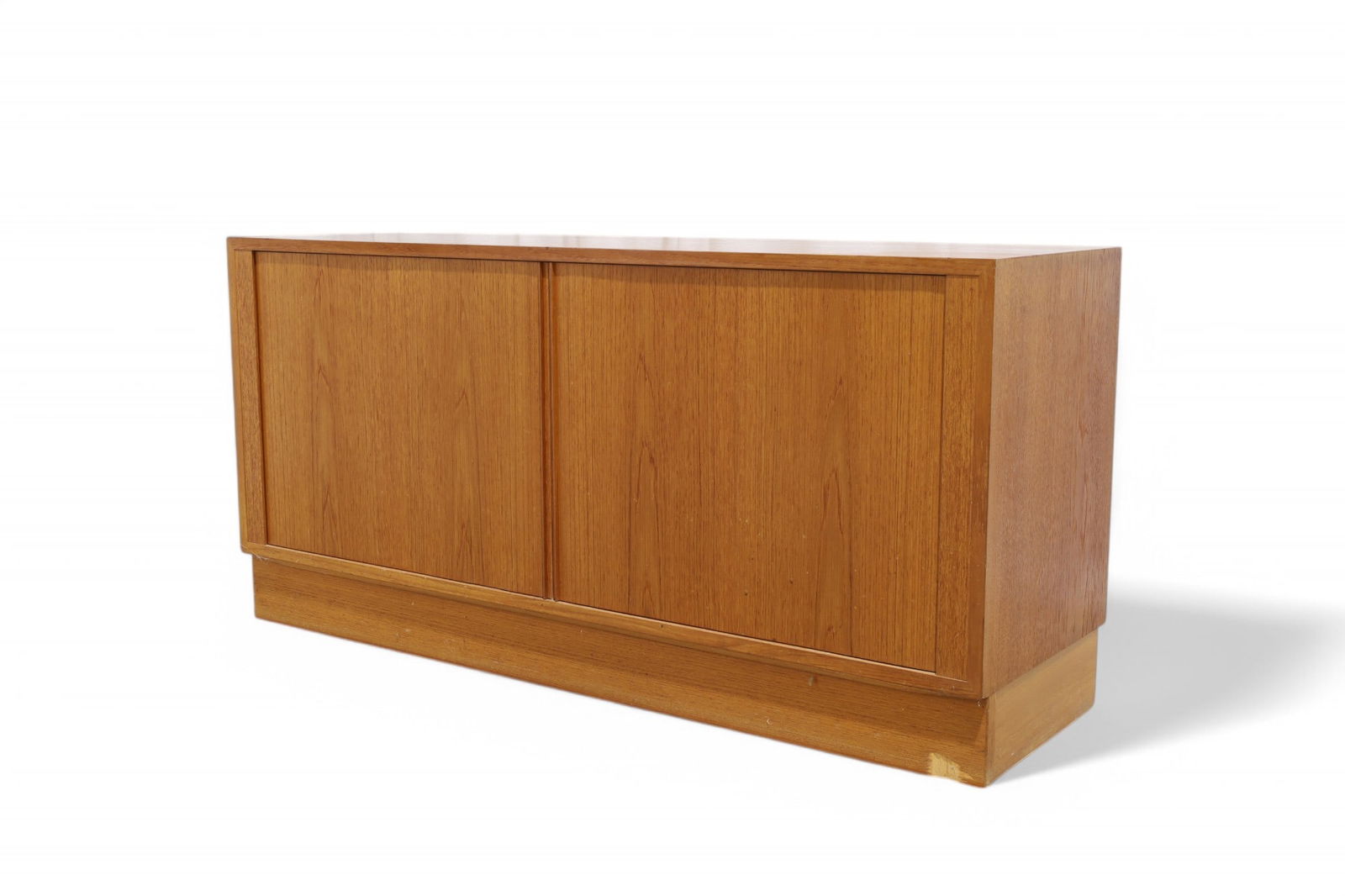 Danish Teak Tambour Credenza: A Danish teak tambour door credenza Dimensions:26.5x54.5x17