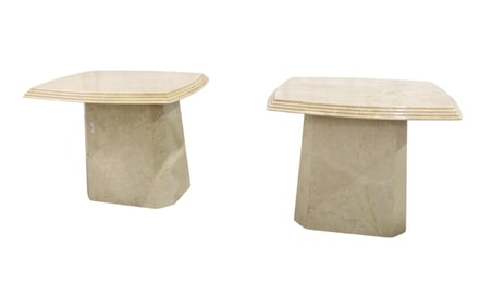 Italian Marble End Tables - Pair