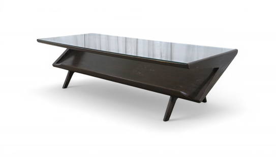 John Keal Magazine Coffee Table: A John Keal for Brown Saltman magazine glass top coffee table Dimensions:17x60x25