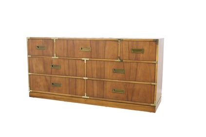 Walnut Campaign Style Long Dresser