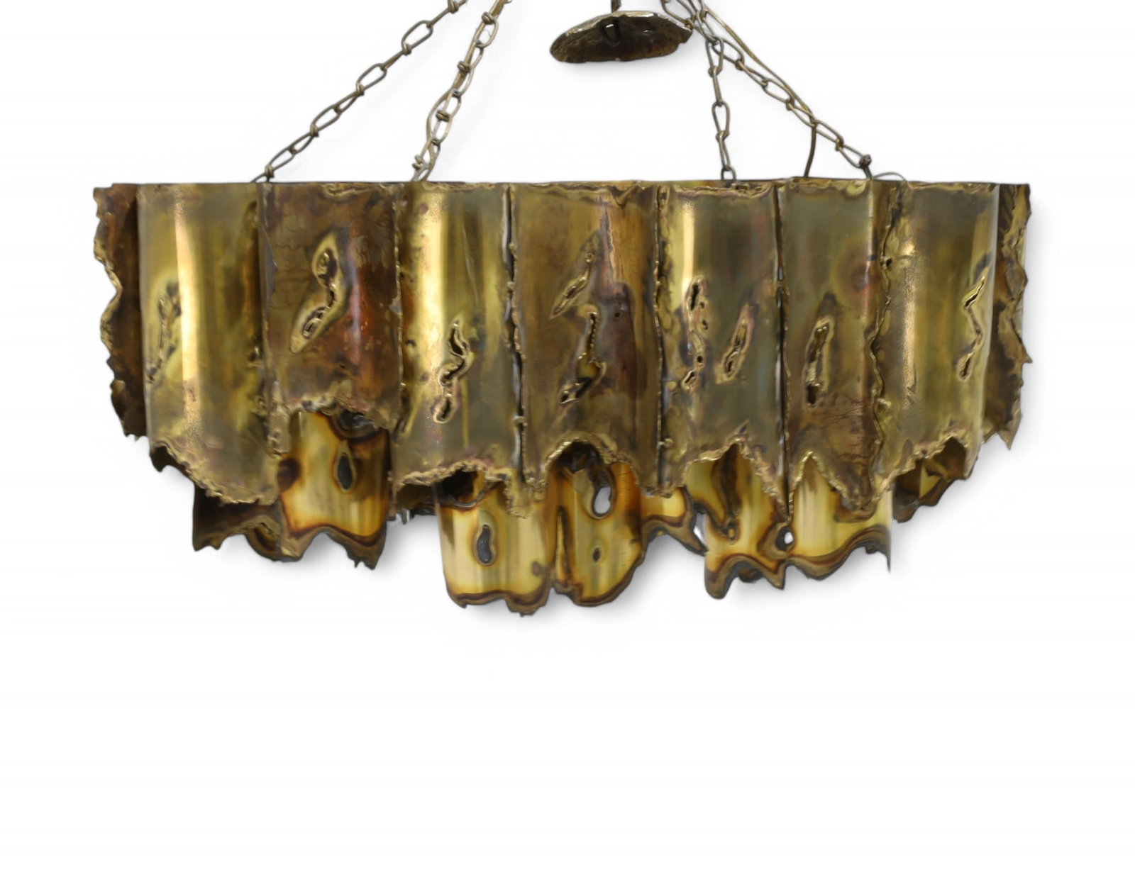 Tom Greene (Attr.) Brutalist Catherdral Chandelier: Tom Greene attrubuited brustalist chandelier14x34x16