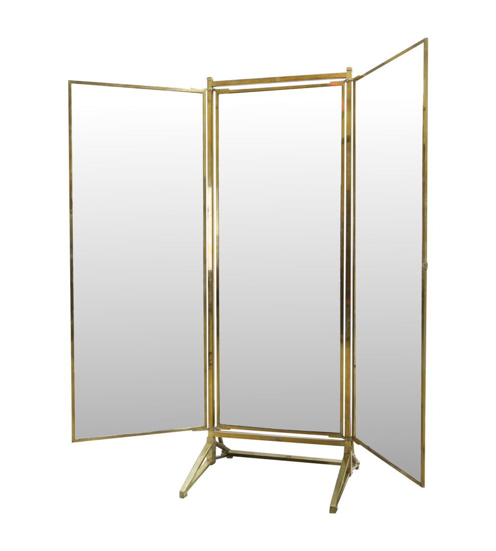 Brass French Tri-Fold Dressing Mirror (1 of 12)