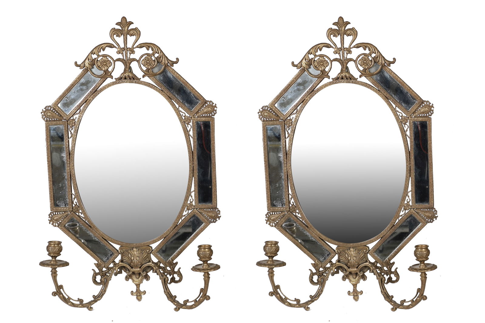 Brass Mirrors with Sconces - Pair (1 of 3)