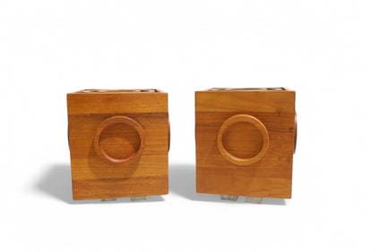 Geometric Dansk Teak Ice Buckets - Pair
