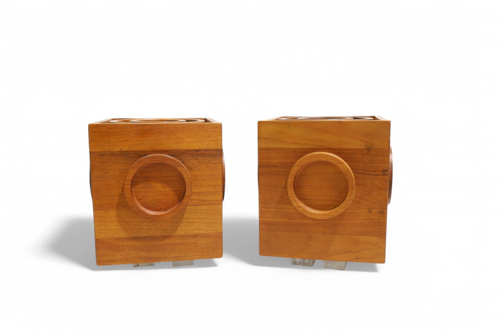 Geometric Dansk Teak Ice Buckets - Pair (1 of 10)