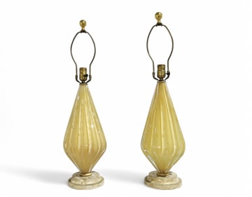 Venetian Murano Glass Table Lamps - Pair