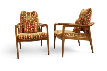 Mid Century Sculpted Lounge Chairs - Pair