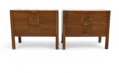 Lane Mid Century Walnut End Stands - Pair