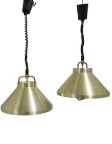 Danish Brass Pendant Lamps - Pair