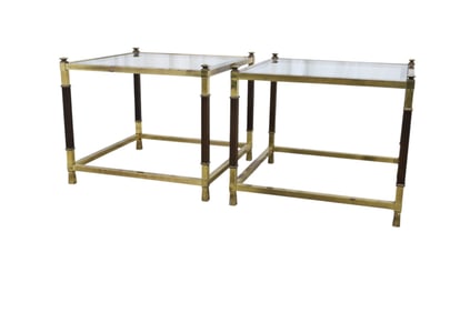 Brass & Glass Side Tables - Pair