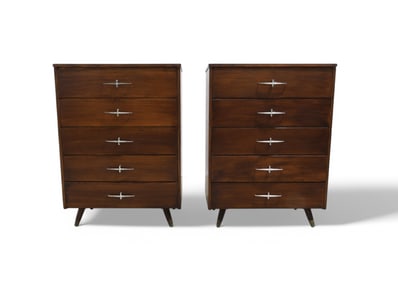 Edison Mid Century High Chests - Pair