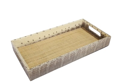 Snake Skin & Raffia Tray