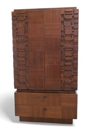Walnut Brutalist 2 Part Chifforobe