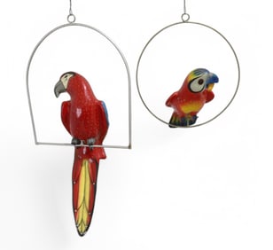 Hanging Parrots on Swings - Pair