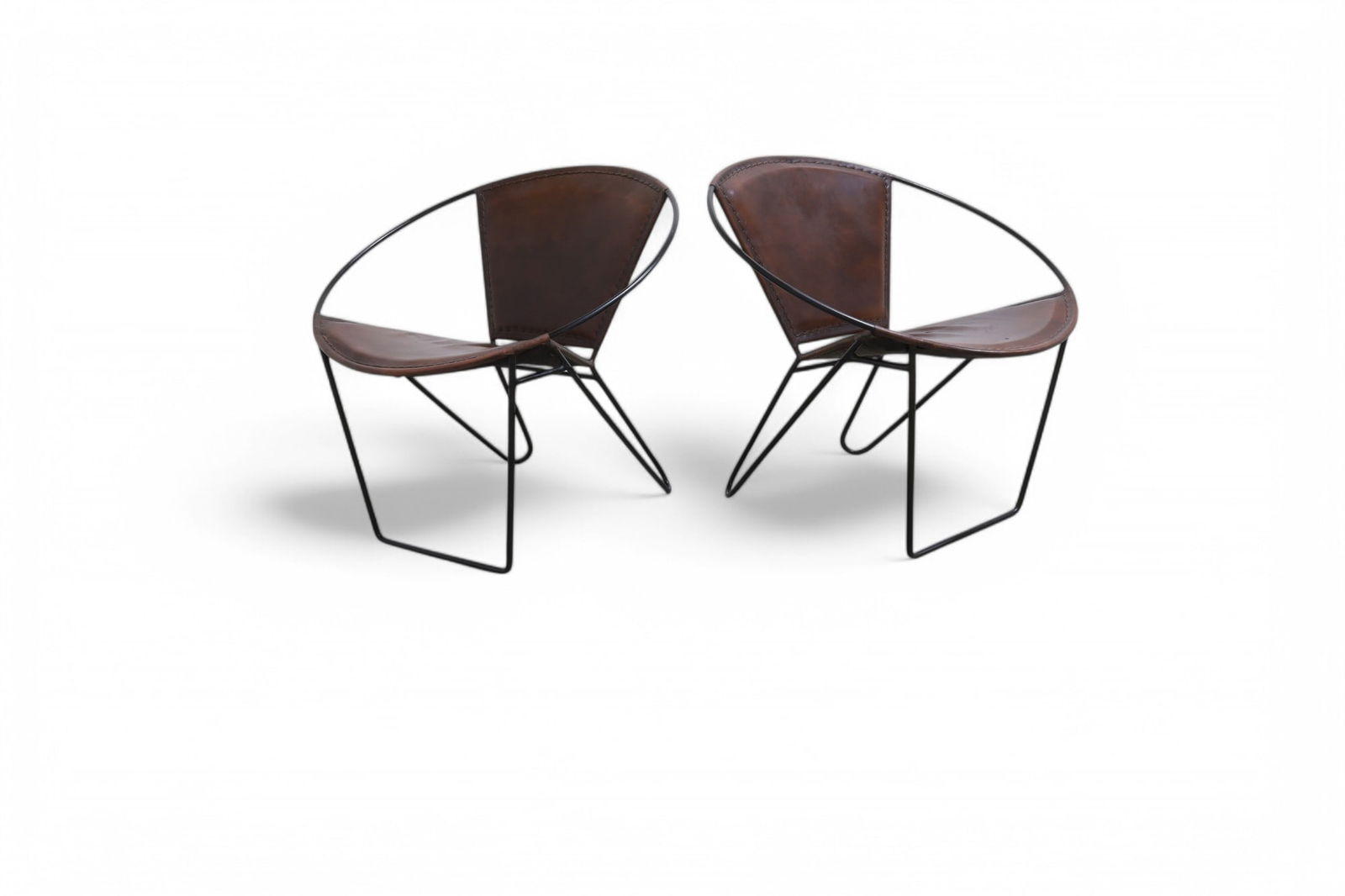 Leather & Iron Hoop Chairs - Pair (1 of 7)