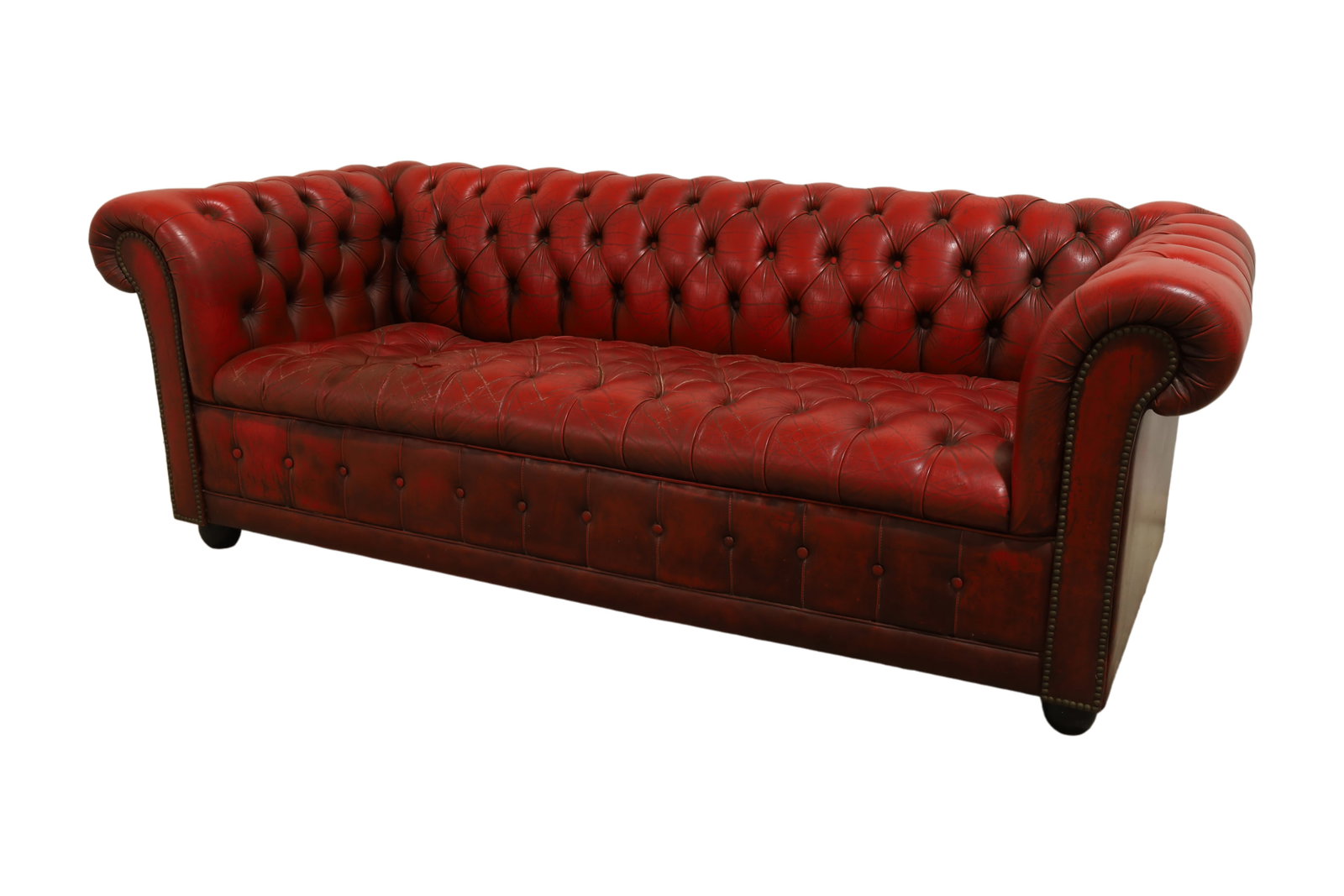 Red Leather Chesterfield Sofa (1 of 6)