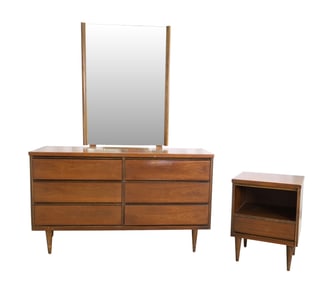 Bassett Mid Century Dresser & End Stand