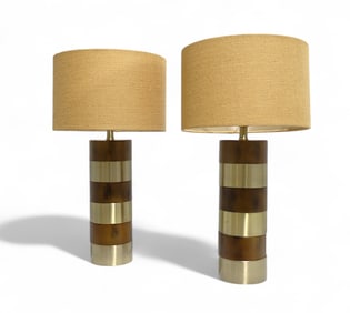 Paul Evans Style Cityscape Lamps - Pair