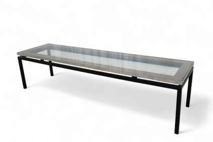 Ebony Iron, Wood Grain & Chrome Coffee Table