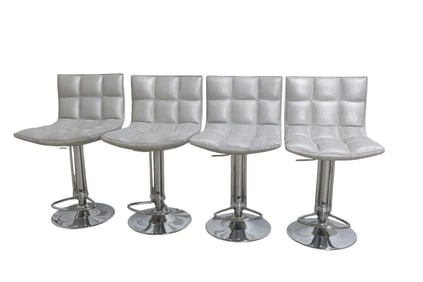 Italian Chrome & Faux Alligator Stools - 4