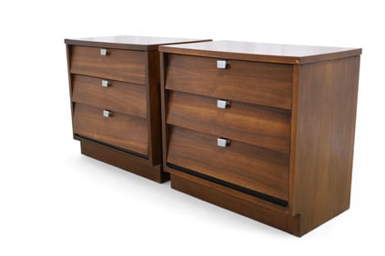 Mid Century Louvered End Stands - Pair