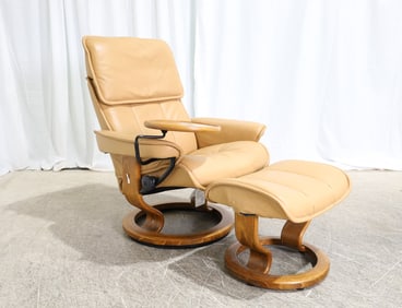 Ekornes Stressless Leather Chair & Ottoman