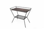 Sculpted Steel & Wood Side Table