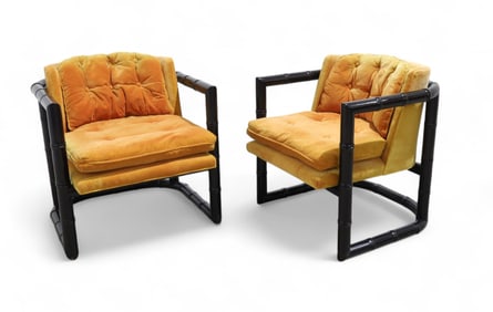 Faux Bamboo Lounge Chairs -Pair
