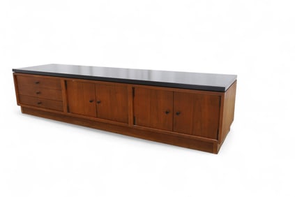 George Nelson Style Walnut Bench