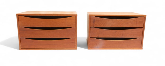 Teak 3 Drawer Cabinets - Pair