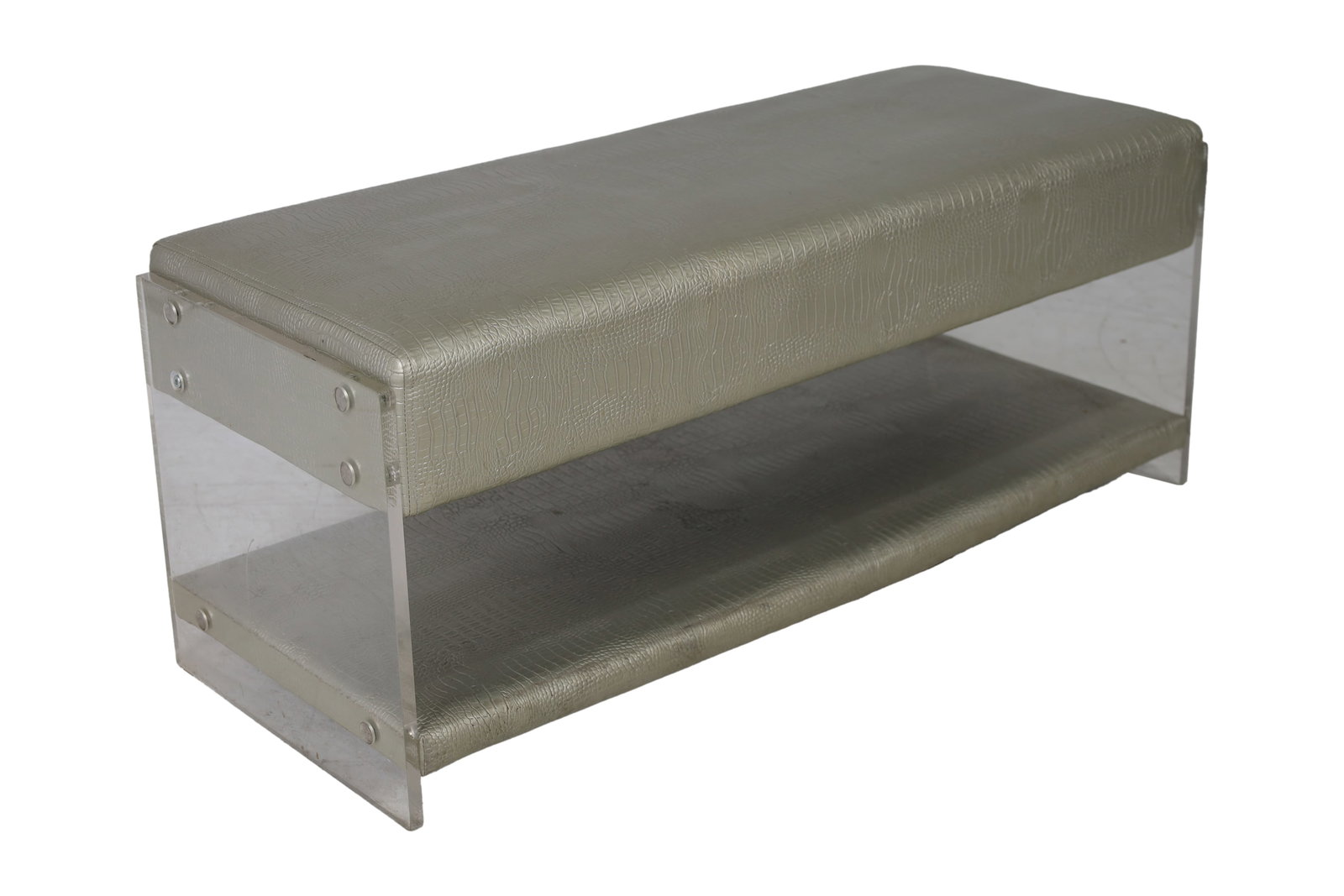 Faux Gator Upholstery and Lucite Bench (1 of 3)