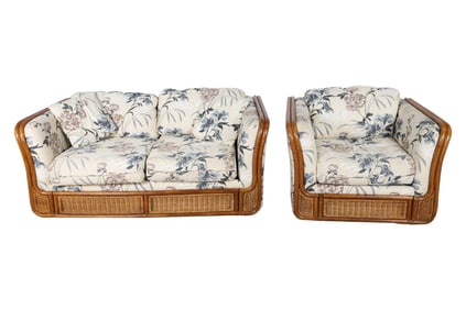 Bamboo & Rattan Loveseat and Chair