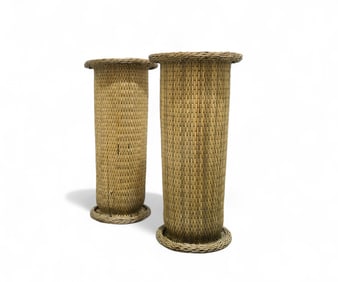 Wicker Floor Vases -Pair