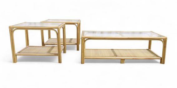 Rattan & Glass Tables - 3
