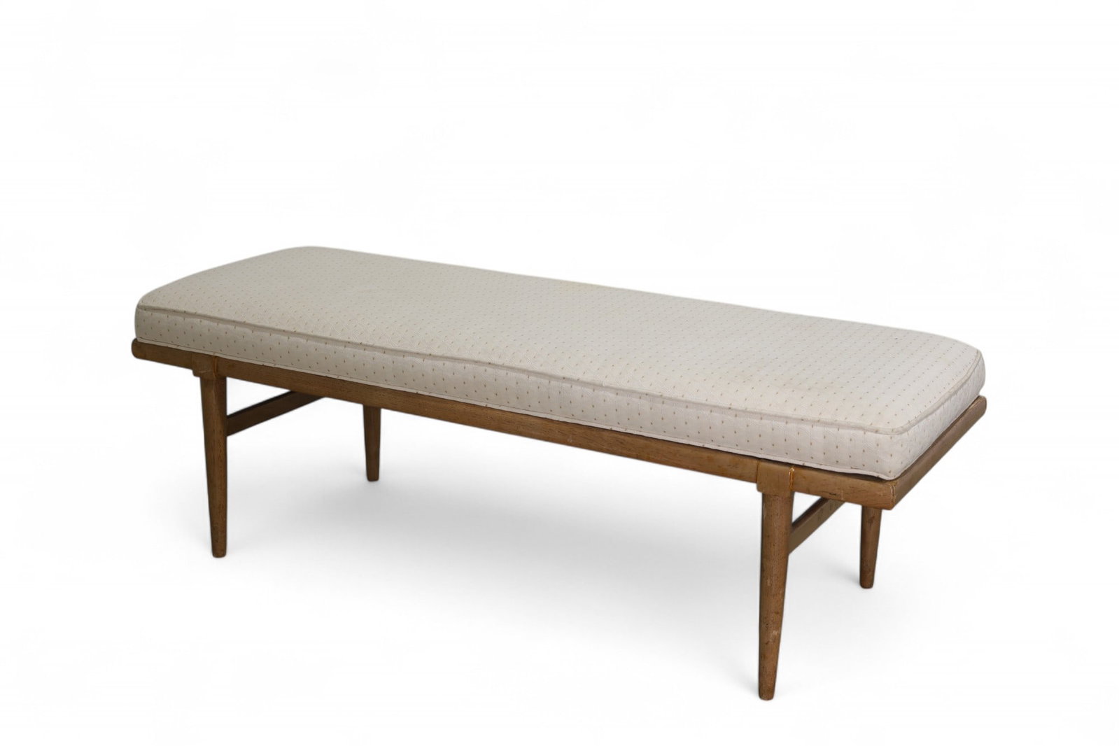 Widdicomb Style Bench: A Widdicomb style upholstered bench Dimensions:17x51x19
