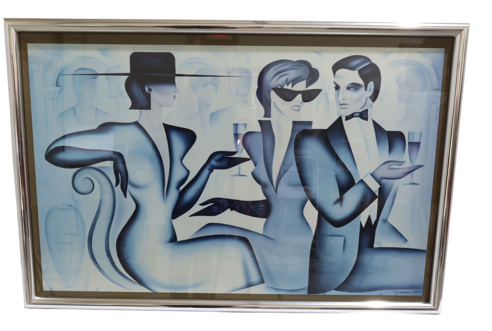Signed E. Freyman Lithograph "Models in Blue" (1 of 6)