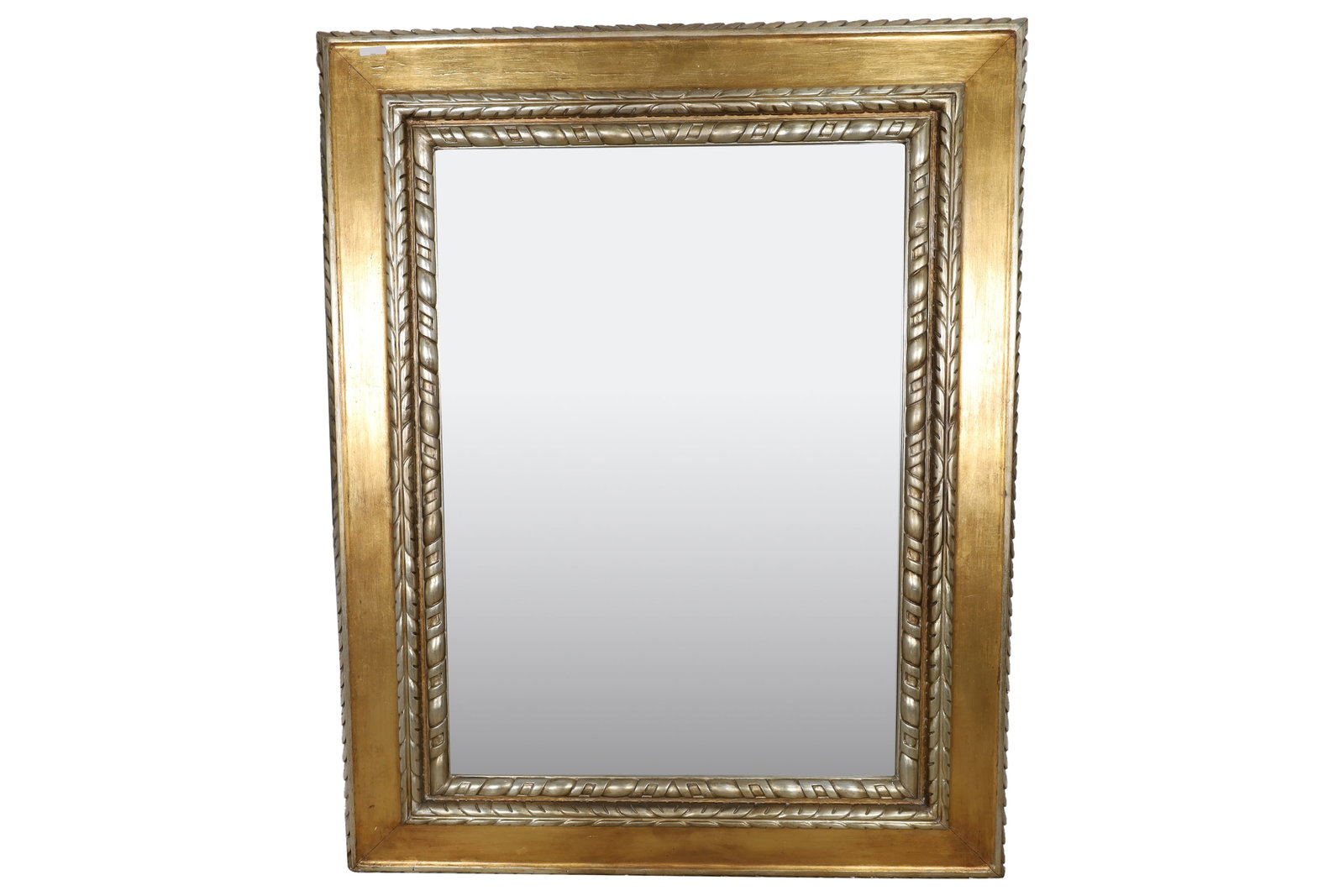 Large Italian Style Silver and Gold Leaf Mirror (1 of 2)