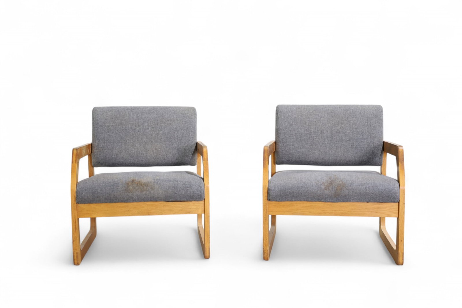 Mid Century Oak Lounge Chairs - Pair: A pair of mid century modern oak lounge chairsDimensions:31x26x24 Seat Height:17