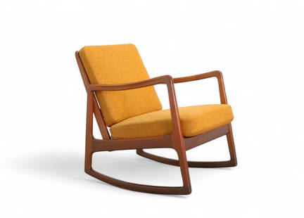 Ole Wanscher Rocking Chair: A vintage Ole Wanscher for John Stuart rocking chair with original upholstery Dimensions:29.5x24x28 Seat Height:17