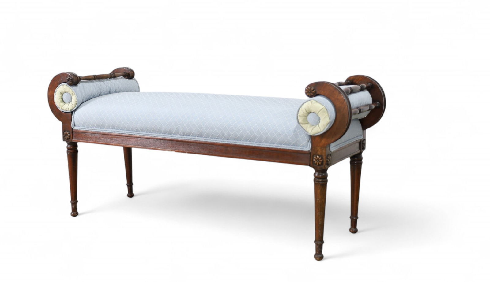 Antiques Rolled Arm  Upholstered Bench (1 of 10)