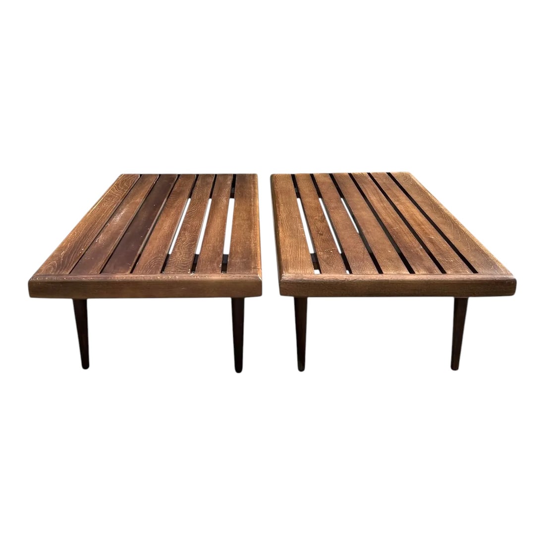 Walnut Slat Benches - Pair (1 of 5)