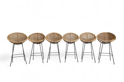 Umanoff (Attr.) Iron & Wicker Stools - 6