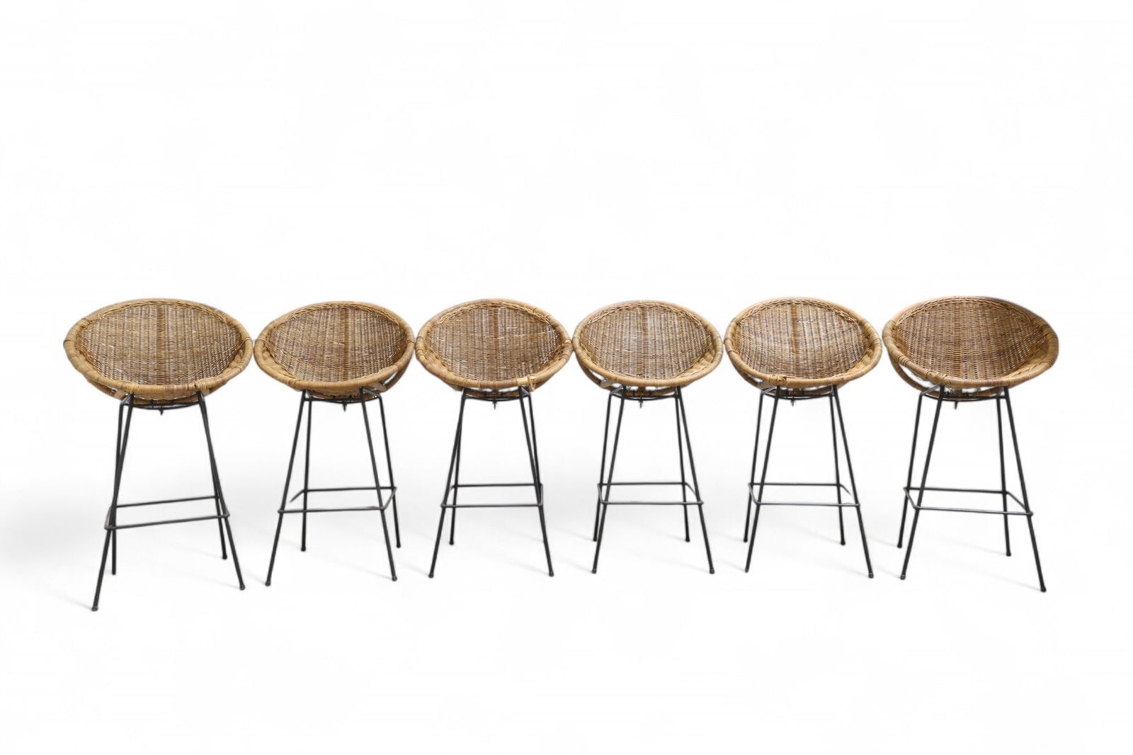 Umanoff (Attr.) Iron & Wicker Stools - 6 (1 of 12)