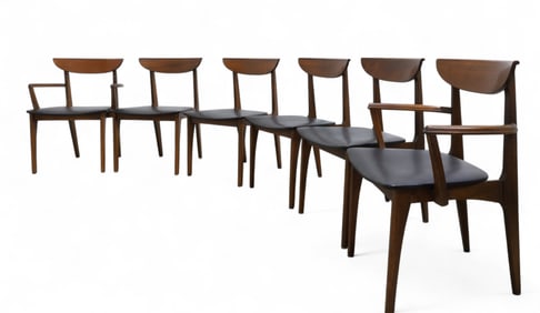 United Danish Style Walnut Dining Chairs - 6