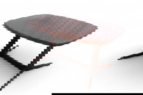 Dyrlund Rosewood Dining Table: A Dyrlund rosewood dining table with one 19.75" leaf Dimensions:28.5x59x39