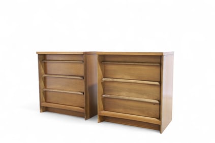 Walnut Concave End Stands - Pair