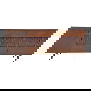 Martinsville Walnut Long Dresser: An American of Martinsville mid century modern walnut long dresser Dimensions:31x74x18.5